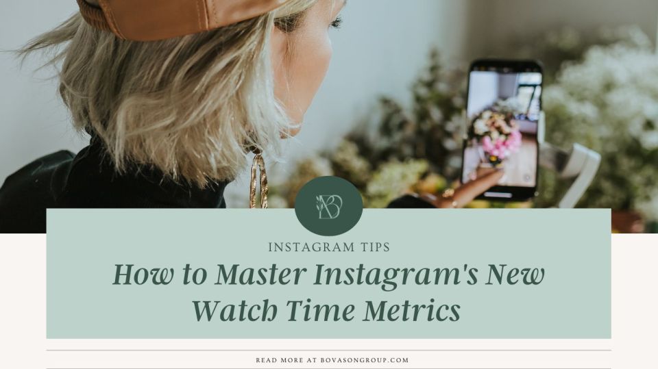 Woman recording a floral arrangement on her phone for Instagram content, highlighting Instagram watch time tips for wedding professionals and creatives.